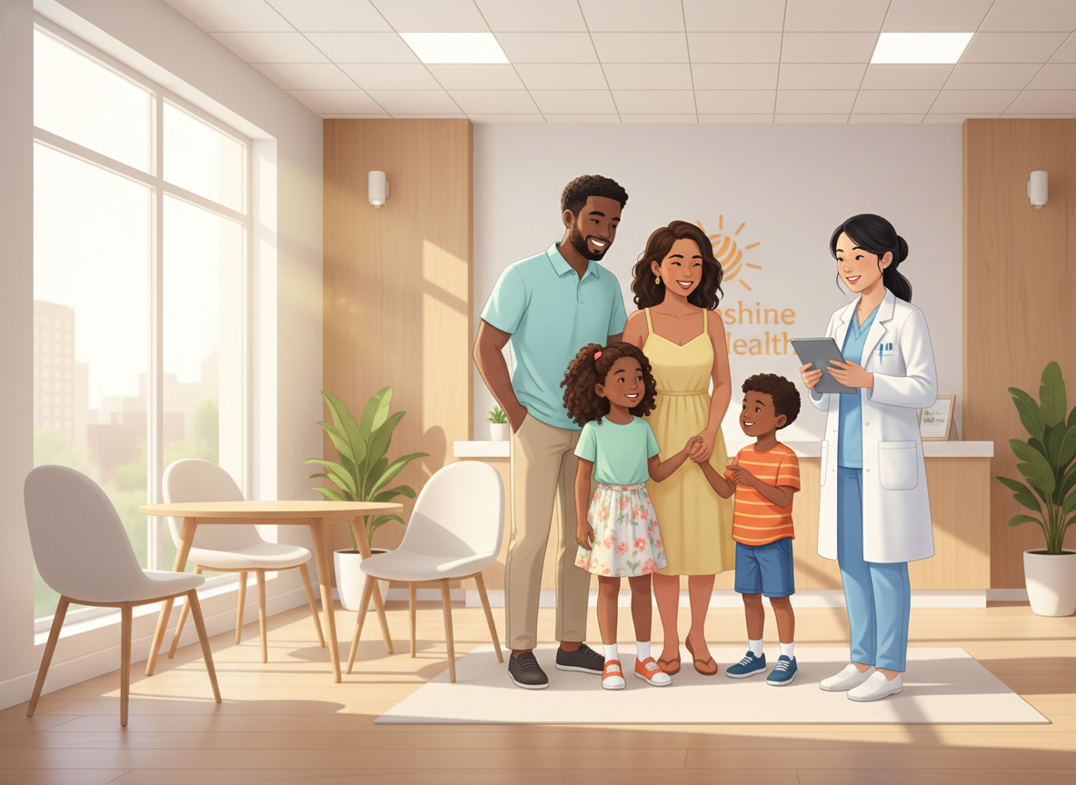 Sunshine Health insurance providing comprehensive healthcare coverage for families